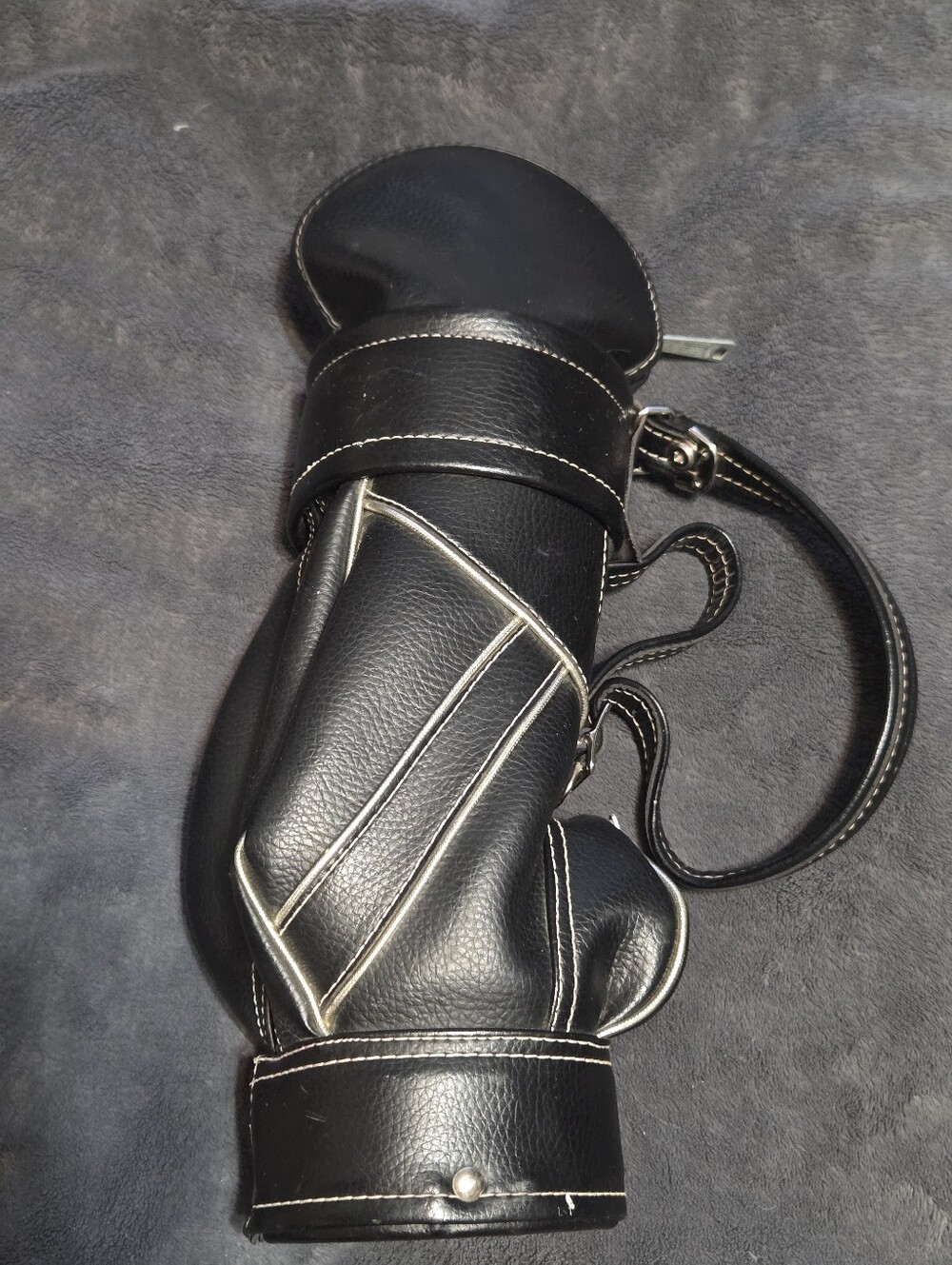 Vintage Mini-Golf Bag Black/ Silver Trim Perfect Wine/Liquor Holder, Decor Etc
